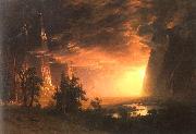 Albert Bierstadt Sunset in the Yosemite Valley painting
